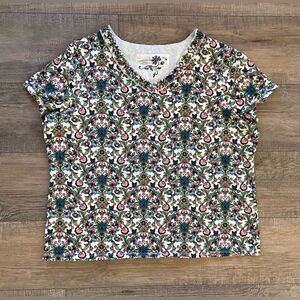 Charter Club women’s size 2X multicolor floral paisley short sleeve top blouse